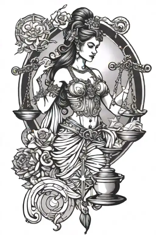 Detailed Lady Libra Zodiac Sign