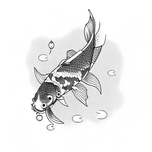 Koi Fish With Cherry Blossoms Around