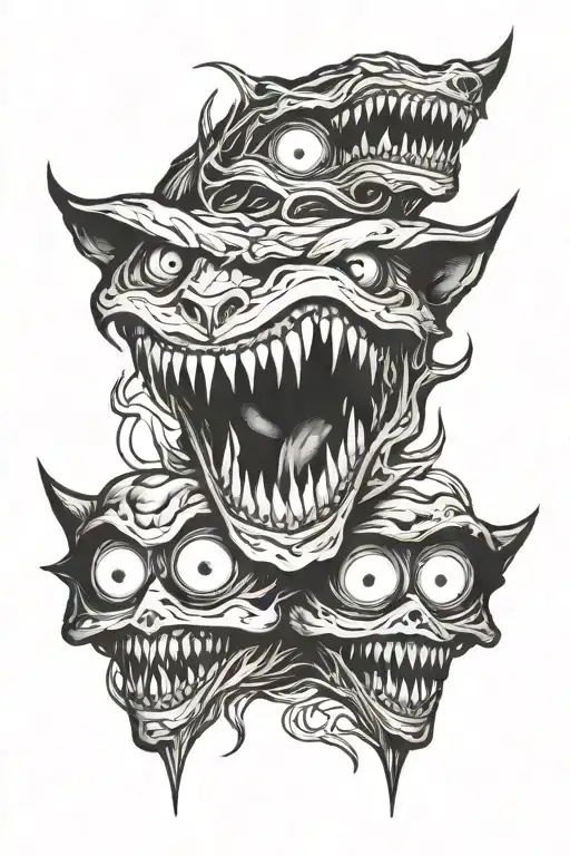 Creepy Eyes And Sharp Teeth Arms Sleve