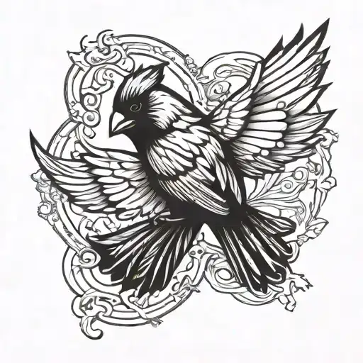 Cardinal Flying Down Chest