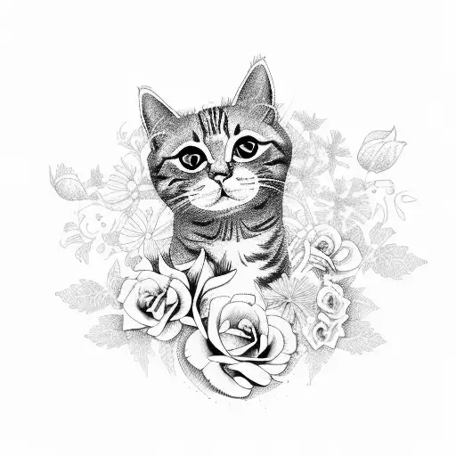 Cat With Flowers