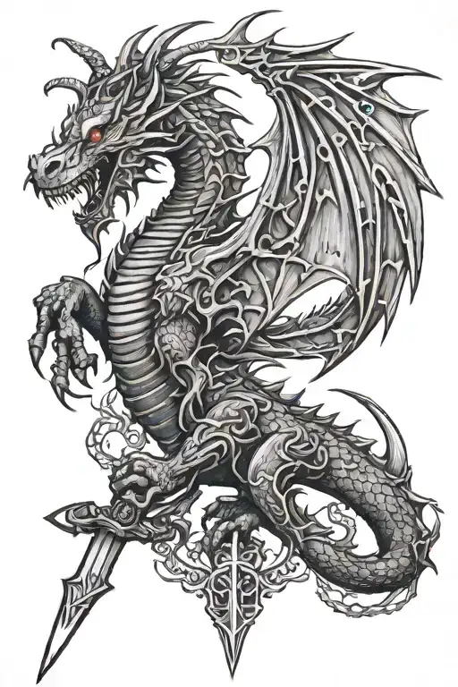 Rampart Welsh Dragon With Sword Going