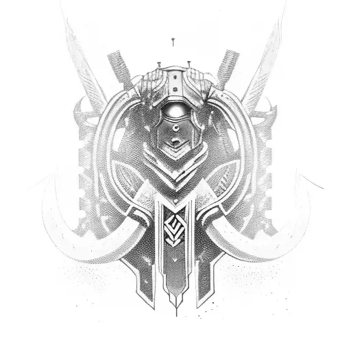 A Cyborg Warrior With Viking-inspired