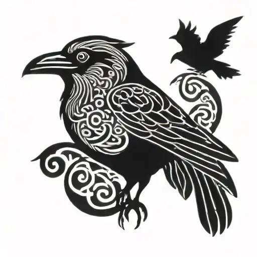 Nordic Knotwork Style Tribal Crow