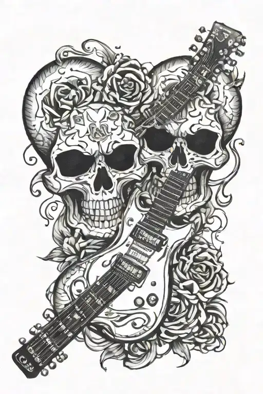 Skulls On An Electric Guitar