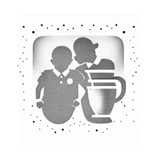 Father And Son Silhouette And Soccer Cup