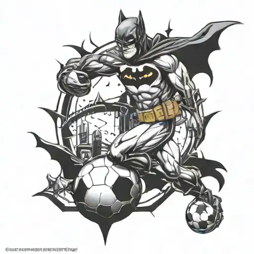 A Tattoo Design Combining Elements Of Football And Batman In A Creative Way