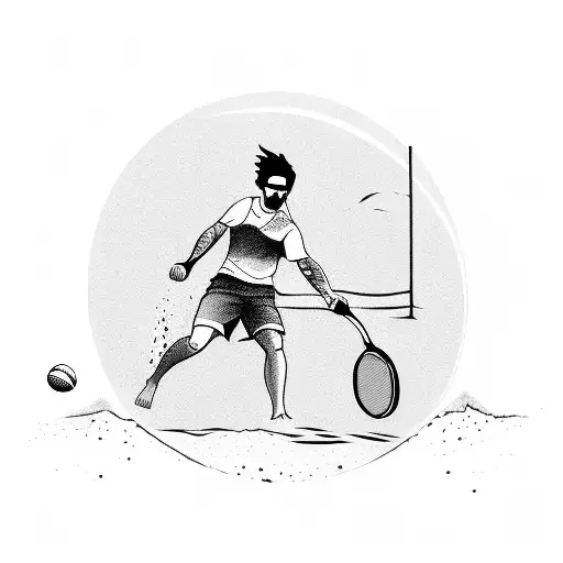 A Silhouette Of A Person Playing Beach Tennis With Their Dog