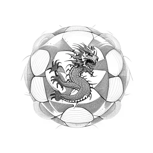 Combine A Soccer Ball And A Dragon In A Dynamic And Action-packed Scene