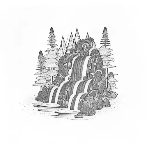 Tall Waterfall With Plants