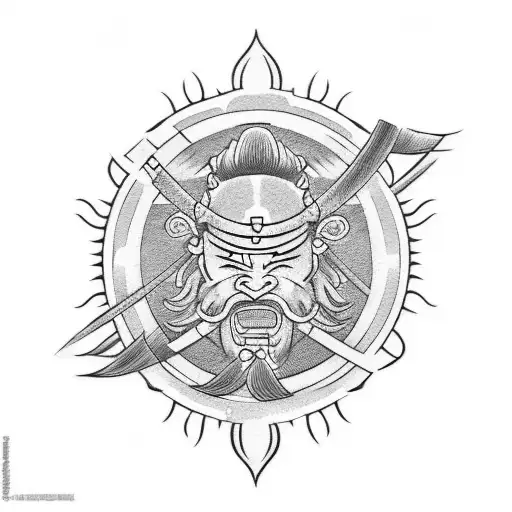 Samurai With A Sun And Roses