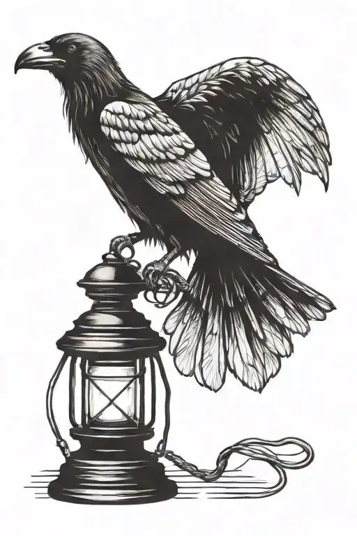 Crow Holding Lamp Lantern