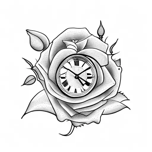 Roses With A Clock Showing Date Time Sleeve