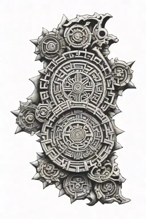 Aztec Calendar Stone Sculpture
