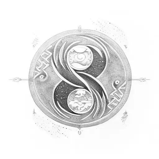 A Detailed Yin And Yang Symbol Incorporating Elements Of Nature To Symbolize Balance And Awareness