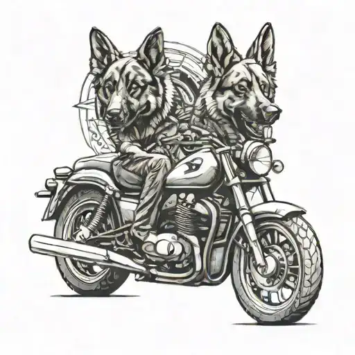 A Realistic Portrait Of A German Shepherd Riding A Sleek Motorcycle