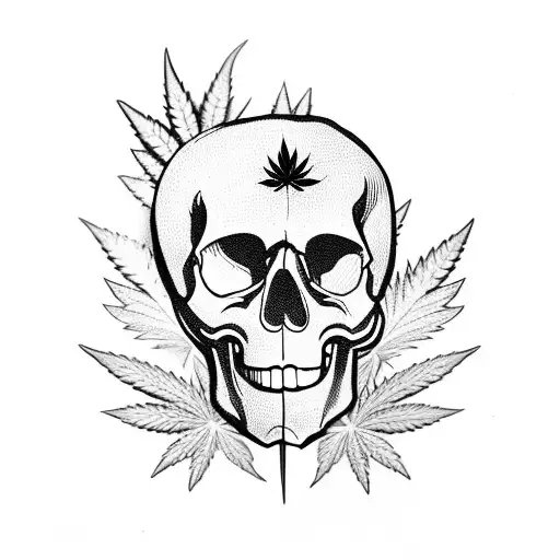 A Halloween-themed Skull With Cannabis Leaves As The Eyes