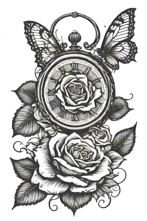 Rose Clock Rose Autism Sign Intertwined