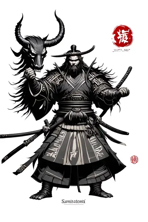 Samurai Warrior With Oni