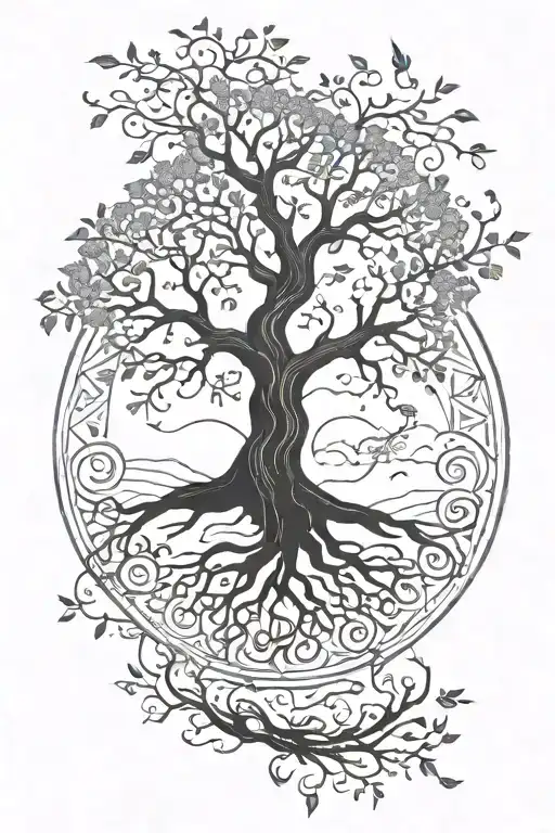 Tree Of Life With The Name Evelyn In The Left Beach And Xavier In The Right Branch