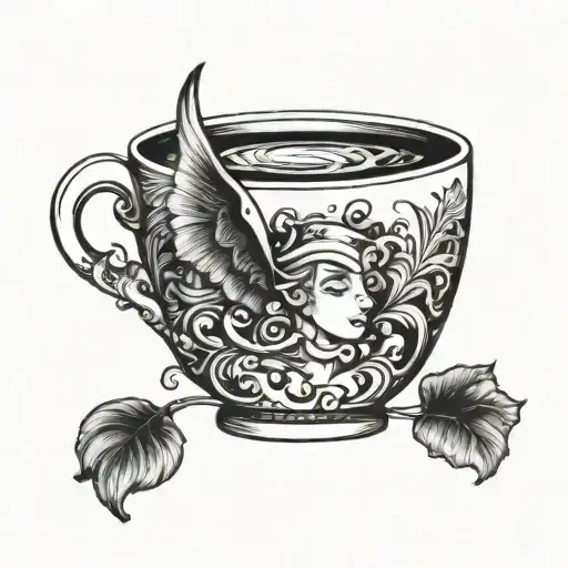 A Whimsical Coffee Cup With Elfe Farfadet Wings
