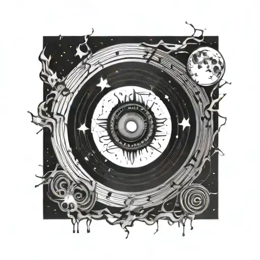 A Vinyl Record With A Moon In The Middle With A Man On It