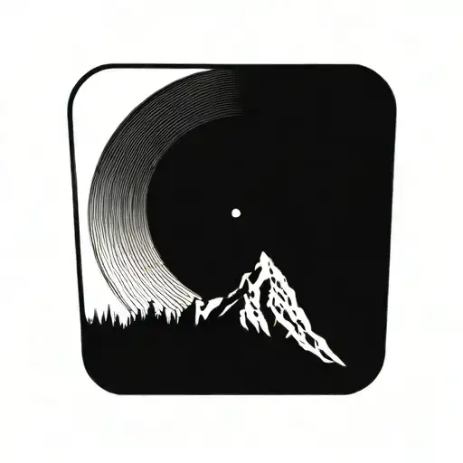 Vinyl Record With A Mountain In The Upper Part And A City In The Lower Part