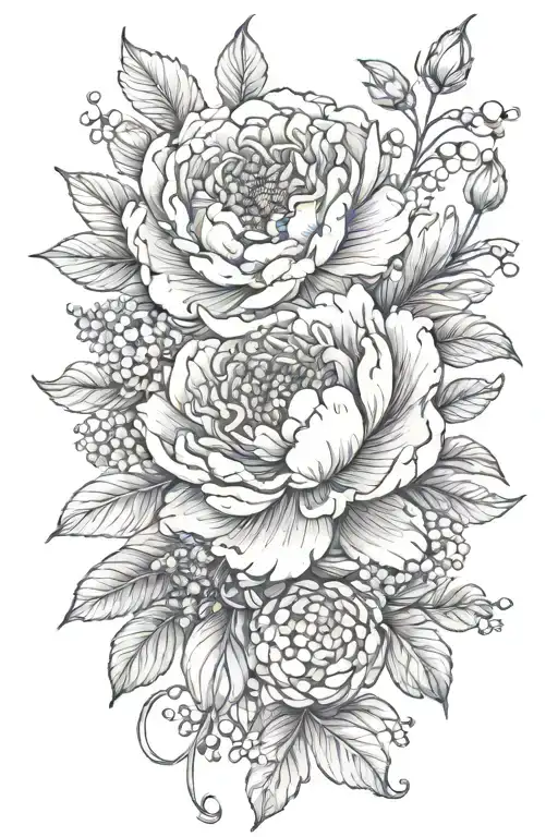 Peony Violet Lilly Of The Valley Marigold