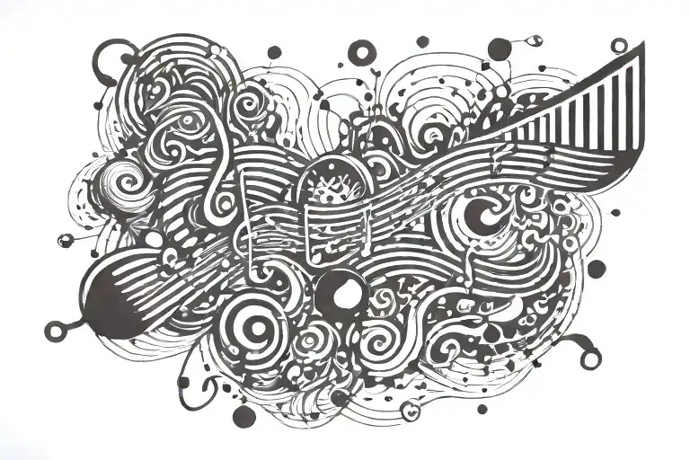 A Psychedelic Design Featuring Music Waves And Drug Molecules