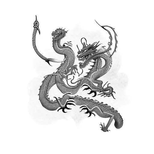 2 Headed Dragon With A Serpent Tail