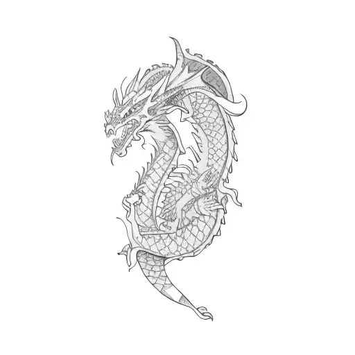 A Dragon And Flowers