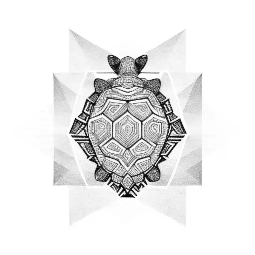 Tribal Turtle With Geometric Patterns