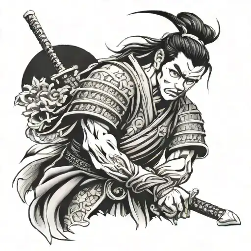 Samurai Calabera With Pes With Manga