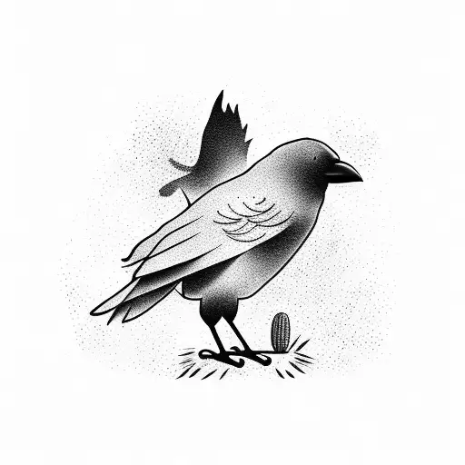 A Crow Playing A Guitar In A Mexican Desert