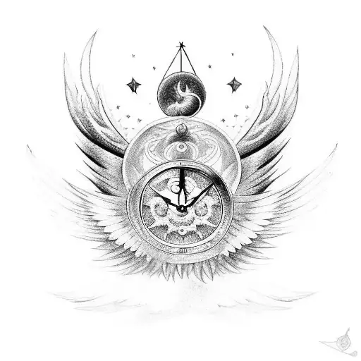 A Celestial Clock With Wings Symbolizing Freedom And Time