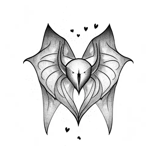 Bat With Wings Forming A Heart