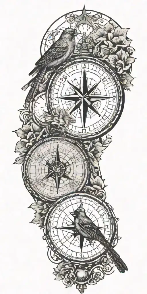 Map With One Compass And One Red Cardinal