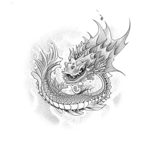 A Koi Fish Transforming Into A Dragon Surrounded By Lotus Flowers