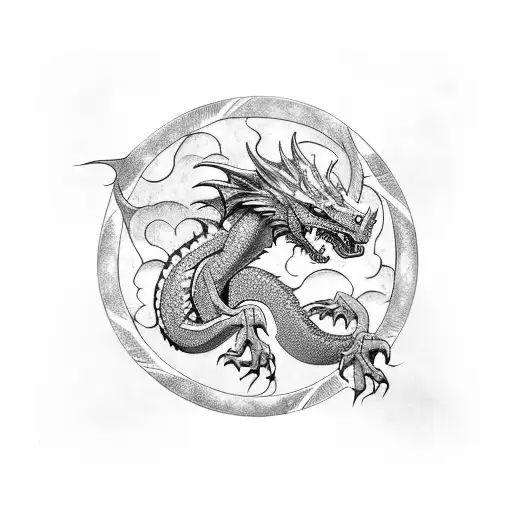 A Fierce Dragon Battling A Mythical Creature In A Medieval Setting