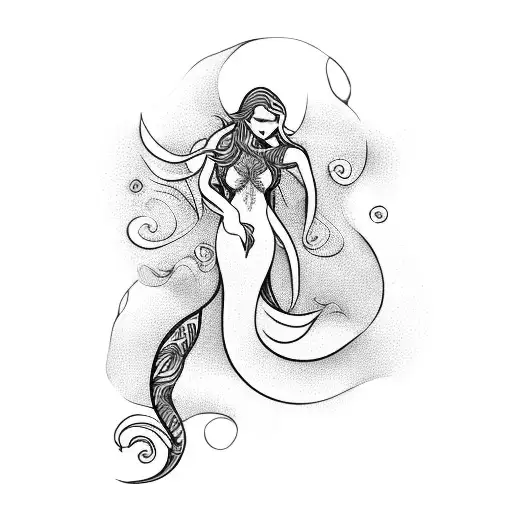 Elegant Mermaid Silhouette Intertwined With Sensual Curves