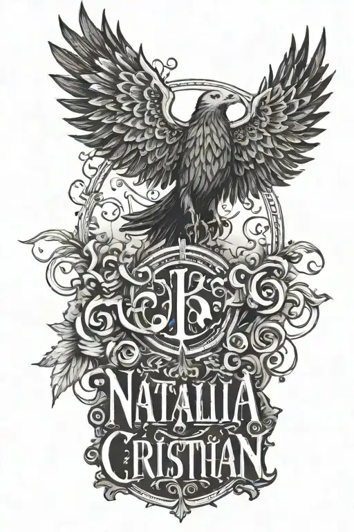 Create Me A Tattoo That Says Natalia And Cristian And That The Capital Letters Have Gothic Font