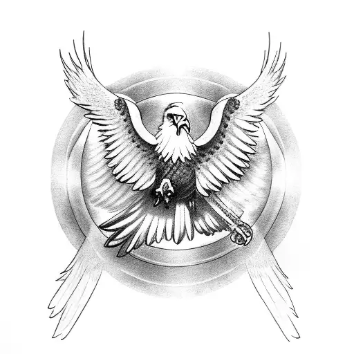 Eagle Spreading Wings With Words Aquila Graece Below