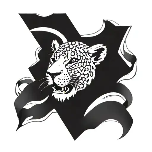 Lion Head Cancer Ribbon In Mouth