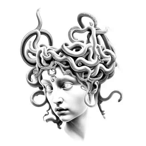 Medusa In Greek Sculpture Style