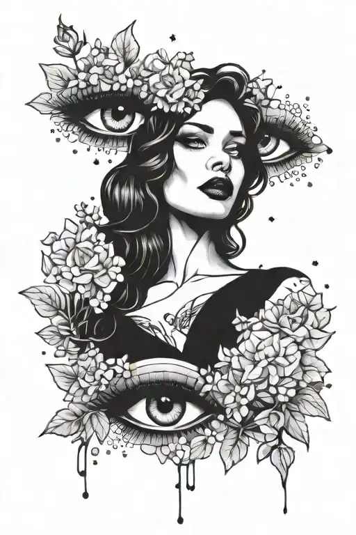 Femme Fatale Eyes And Lips Nestled In Lilacs Surrounded By A Scorpio Constellation