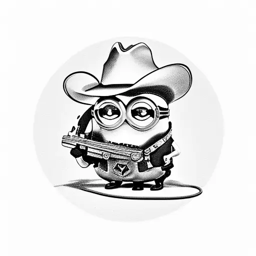 Minion With A Cowboy Hat And Shooting Revolvers