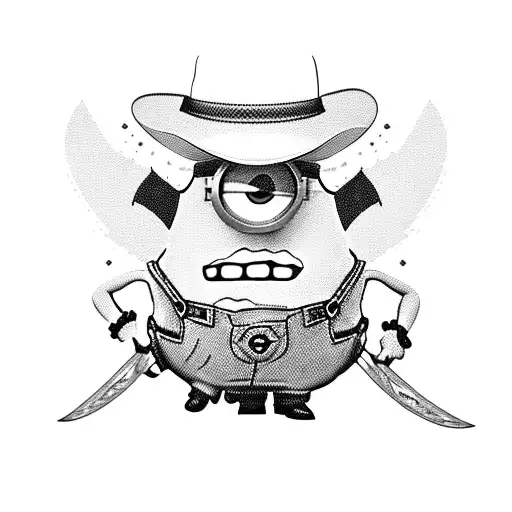 Minion With A Cowboy Hat And Shooting Revolvers