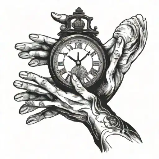 Clock And Praying Hands Holding