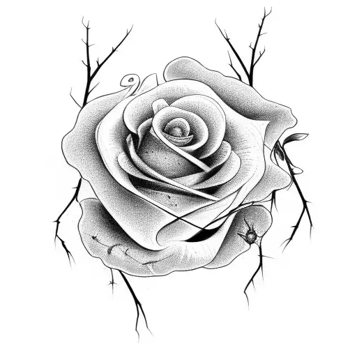 Black Withered Rose With Thorns And A Long Stem