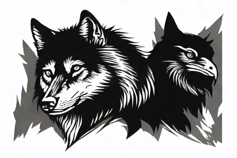 The Wolf And The Raven Perched